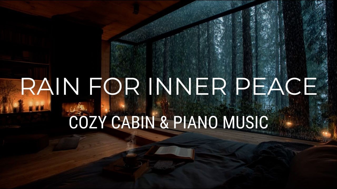 3 часа уютной музыки под дождем в хижине 🌧️ у камина для глубокого отдыха и сна