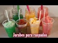 JARABE/ALMÍBAR para RASPADOS/3 sabores/FRESAS con CREMA, VAINILLA y LIMÓN