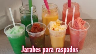 JARABE/ALMÍBAR para RASPADOS/3 sabores/FRESAS con CREMA, VAINILLA y LIMÓN