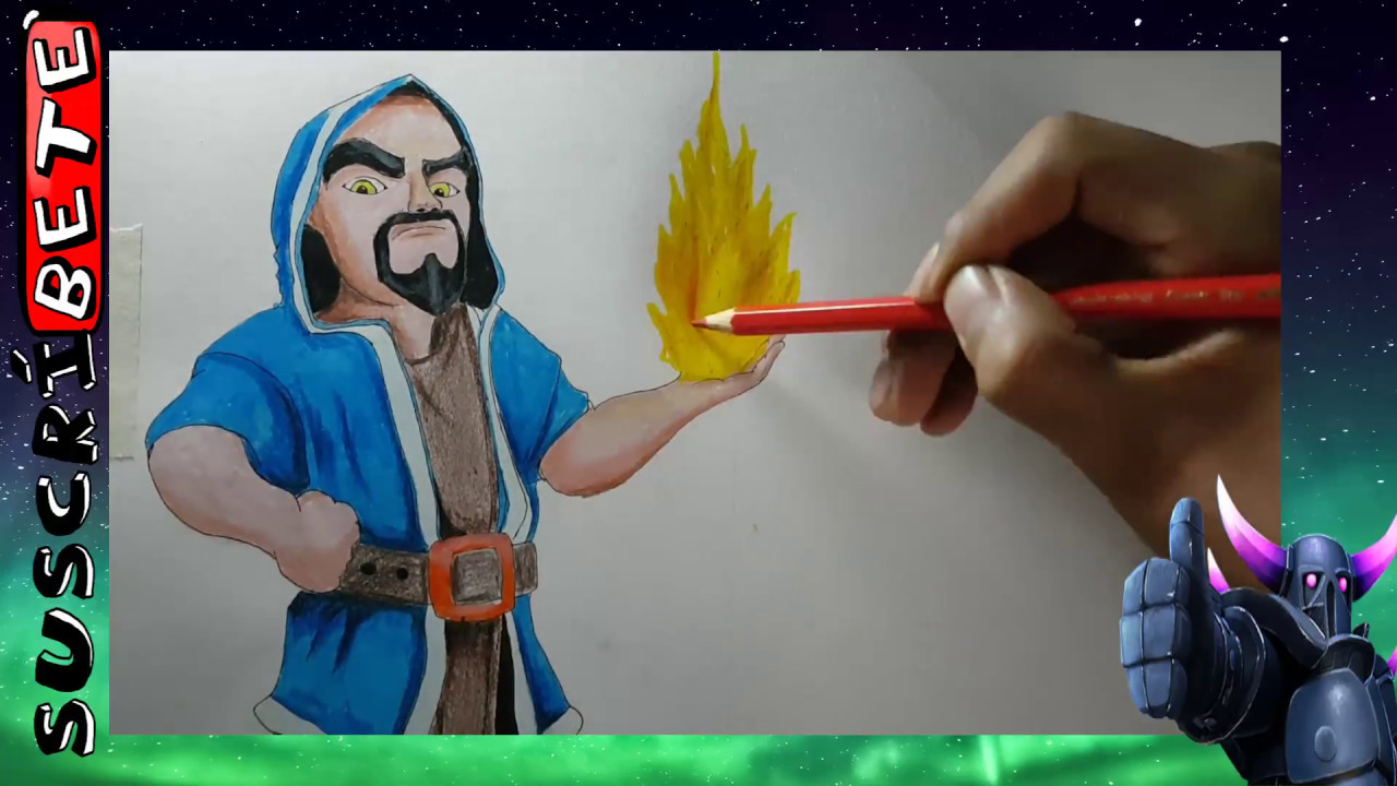Como dibujar al mago de fuego clash royale paso x paso /HOW TO DRAW