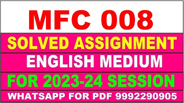mfc 008 solved assignment 2023-24 | mfc 8 solved assignment in english 2024 | mfc 8 2024