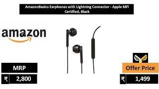 AmazonBasics Earphones with Lightning Connector   Apple MFi Certified, Black