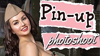 TRAVEL MODEL Pin Up Model Photoshoot VLOG | Sexy Pilot RETRO CLOTHING try on haul with pictures