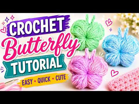 How to Crochet a Butterfly Puff Stitch 曆 | Easy Beginner Tutorial hqdefault