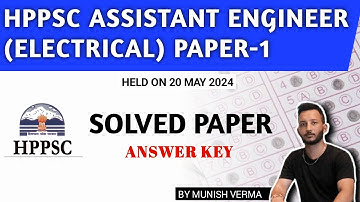 HPPSC Assistant Engineer (Electrical) PAPER-1|| SOLVED PAPER || 20 May 2024