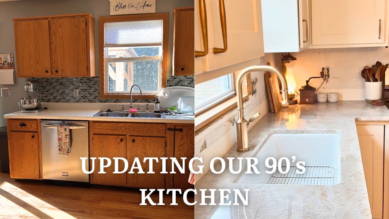 Обновление нашей стандартной кухни от застройщика | Кухонные шкафы своими руками + столешницы из ...