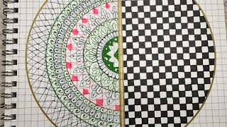 Unique Mandala Art with Checkerboard Design | step by step Mandala art tutorial