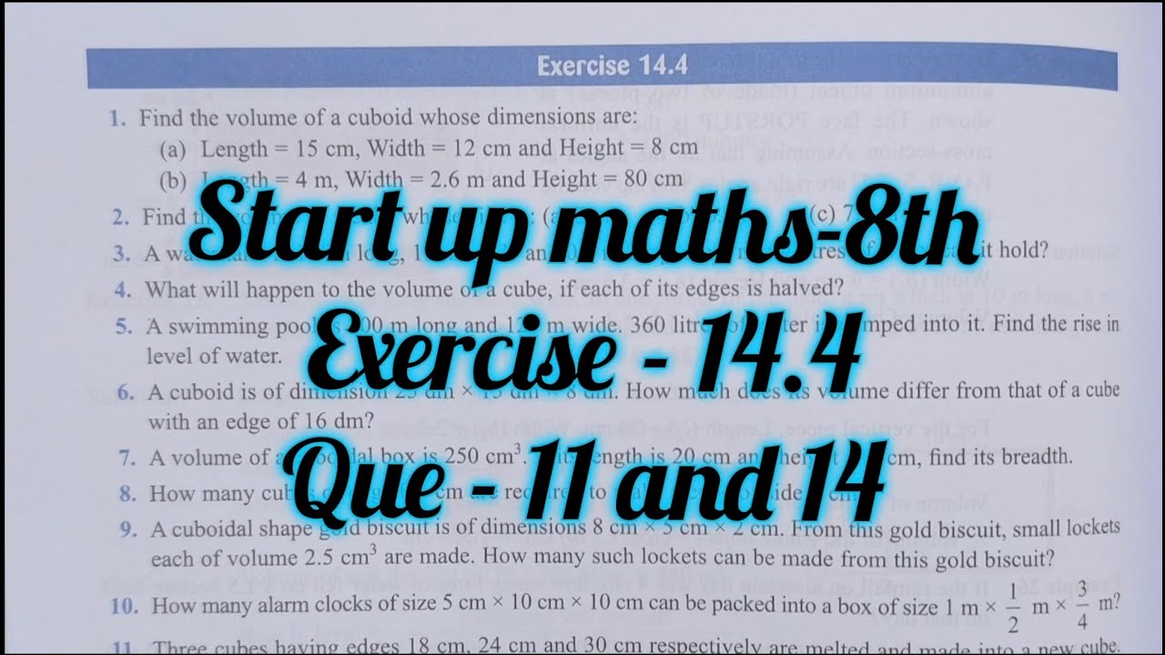 start up mathematics class 8 ch-14 solution exercise 14.4| mensuration ...
