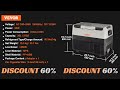 VEVOR 35L/45L/55L Portable Foldable Handle Car Refrigerator with Wheel Compressor Freezer