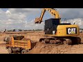 CAT313D2 GC แกะมา 3 เดือน ขุดลอกอ่างเก็บน้ำ ดั้ม FUSO ยาง9 จัดเต็ม excavator and truck EP.7389