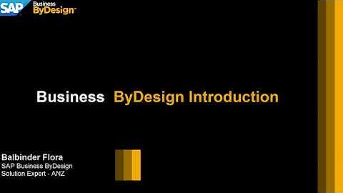 SAP Business ByDesign Introduction