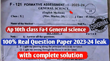 Ap Fa1 10th class ps&ns 💯real question paper 2023-24 leak|10th class science question paper 2023