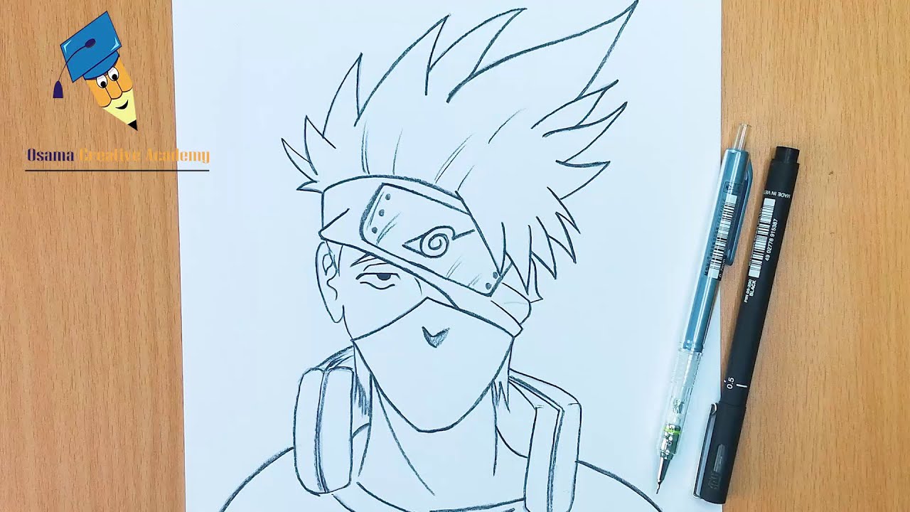 How to draw Kakashi Hatake from Naruto anime - Sketchok easy