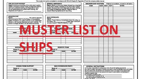 MUSTER LIST ONBOARD SHIPS