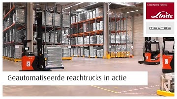 Geautomatiseerde R-MATIC Linde reachtrucks in actie