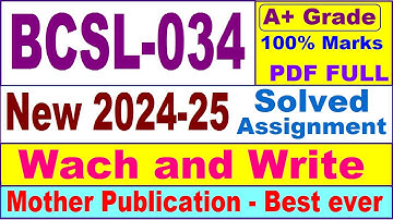 BCSL 034 solved assignment 2024-25 in English || bcsl 034 solved assignment 2025 || bcsl34 2024-25
