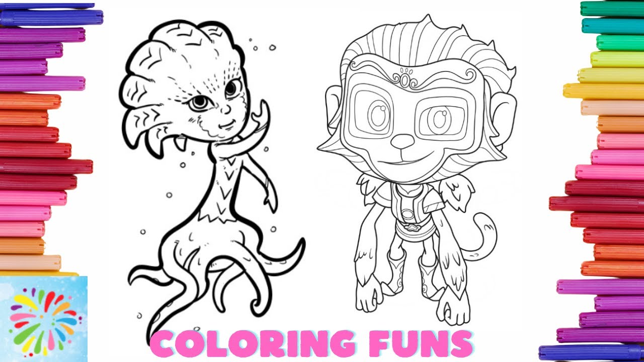 Coloring PJ Masks Octobella and Munkigu | PJ Masks Coloring Pages ...