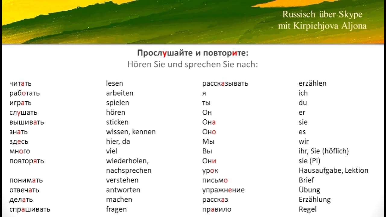 Russisch als Fremdsprache Lektion 2 Personalpronomen + einige Verben