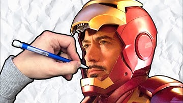 Drawing Robert Downey Jr. as Iron Man with ONE Pencil
