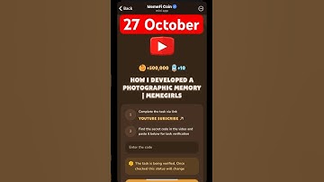 MemeFi YouTube video code today 27 October | MemeFi YouTube video secret code today | #crypto