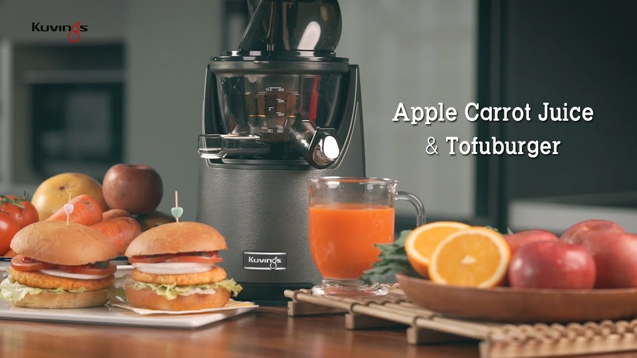 Apple carrot Juice & Tofu burger lactoovo recipe Kuvings Whole Slow