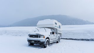 Camping Alone in my Warm Cozy 4x4 Truck Camper During a Winter Snowstorm