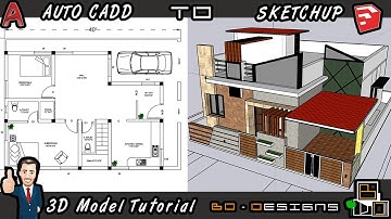 Autocad to Sketchup House Design 1200 sq.ft  | Import Cad File to Sketchup | Tutorial Bd-Designs |
