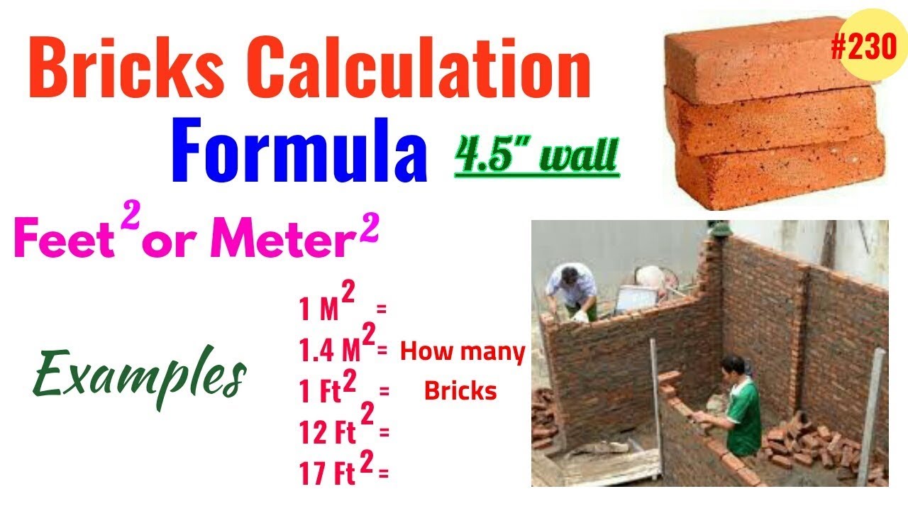 Bricks Calculation Formula in Wall  Brick wall in Square feet or Square  Meter