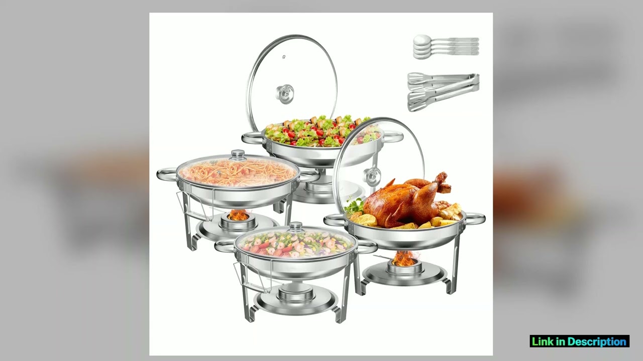 4 Pack 5QT Chafing Dishes for Buffet Stainless Steel Chafing Dish buffet Set Food Warmers For