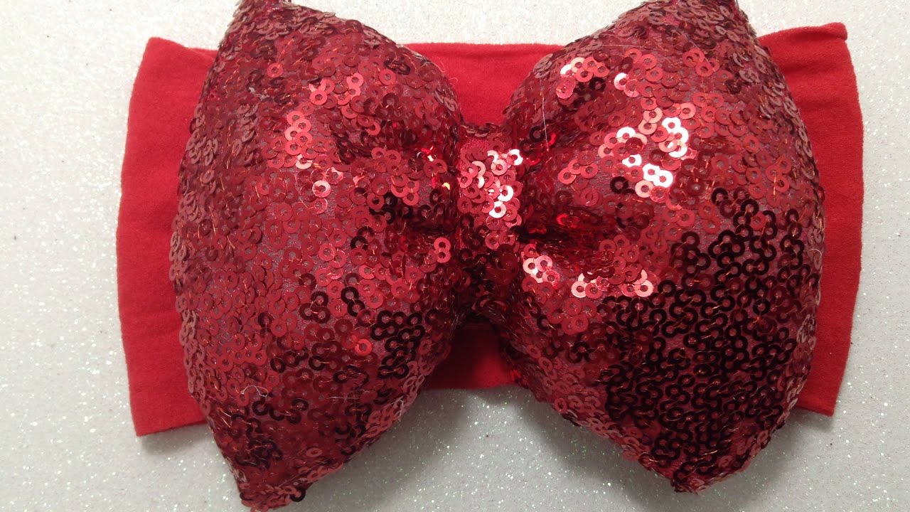 Moño de tela de lentejuela  relleno en tiara  VIDEO No. 388