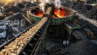 How Millions Of Discarded Corn Cobs Become Clean Charcoal Briquettes Inside One Factory Line