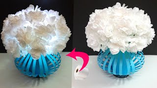 DIY Showpiece Bouquet with LED. Tealight from Plastic bottle & Tissue Paper|DIY Room Decoration idea