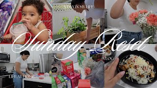 SUNDAY RESET VLOG: grocery haul, trader joes flowers, at home chipotle bowls + more