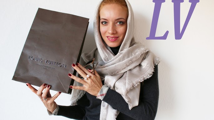 Authentic Louis Vuitton LV Monogram Shine Scarf Shawl Review Unboxing Beige  Buy 