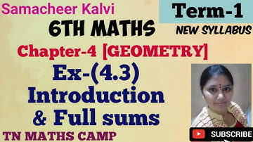 6th TN Maths Term-1 EX-(4.3) Introduction & full sums, chapter-4(GEOMETRY) samacheer Kalvi 6th maths