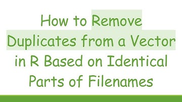 How to Remove Duplicates from a Vector in R Based on Identical Parts of Filenames