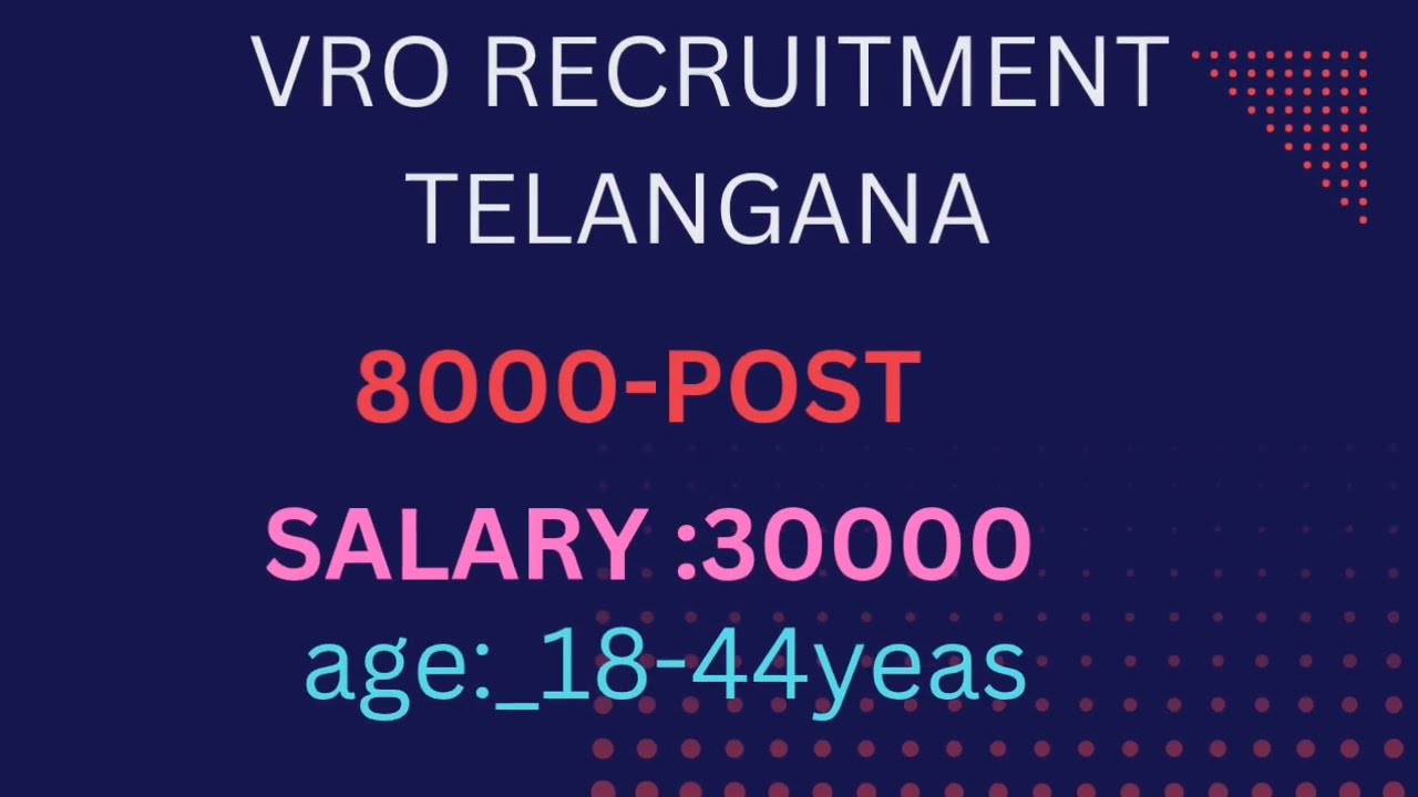 vro recruitment telangana//post 8000//salary 30000//intermediate or degree qualification