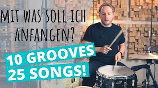 10 Grooves/25 Songs für Schlagzeug Anfänger (mit Übungsanleitung)