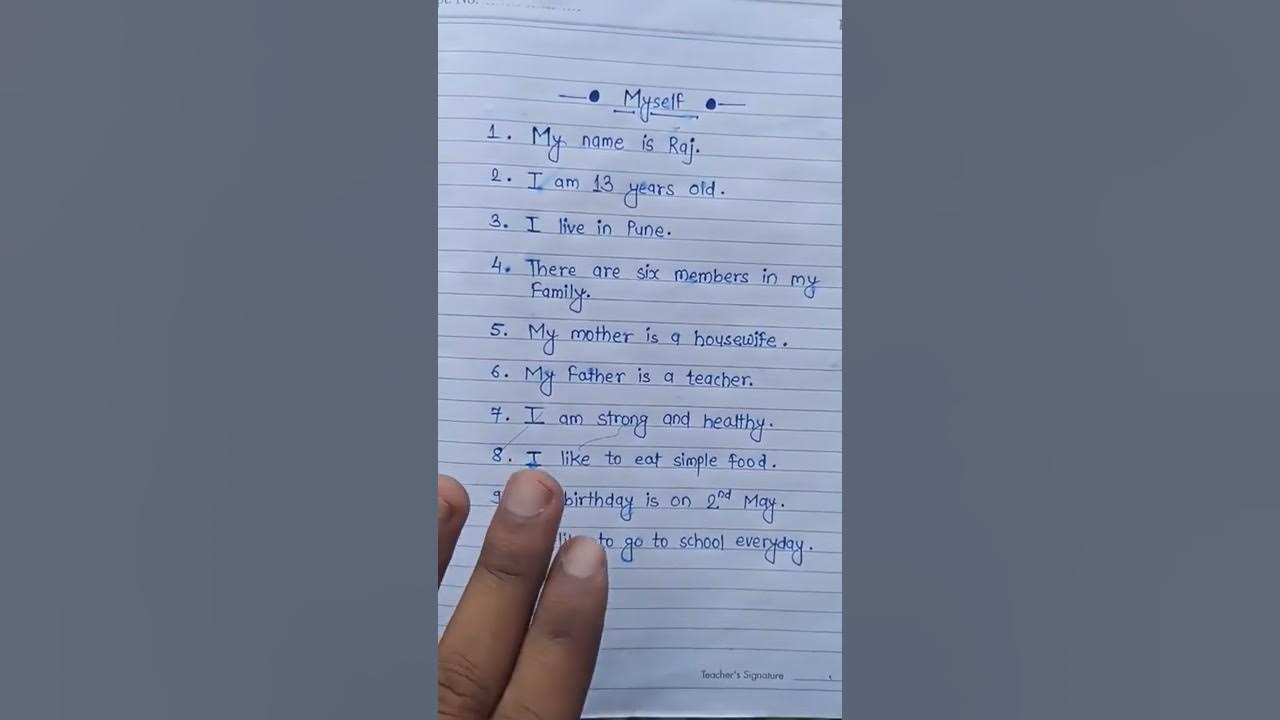 10 lines on myself in English | 10 lines on myself ||  myself #aboutmyself #english #handwriting