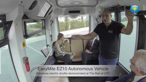 The EasyMile EZ10 autonomous vehicle was demonstrated in the parking lot at The Mall at University T