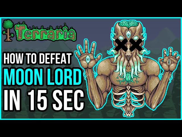 Defeating the moon lord boss in terraria