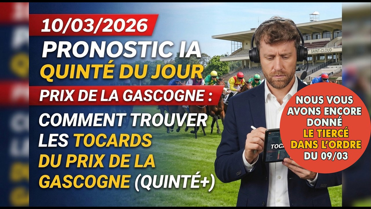 PRONOSTIC IA QUINTE DU JOUR MARDI 10 MARS 2026 : COMMENT TROUVER LES TOCARDS DU PRIX DE LA GASCOGNE