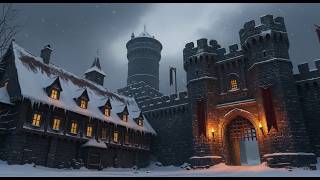 Cold Winter Storm at Mountain Castle | Blowing Snowstorm &amp; Snow Wind Howling | Blizzard Storm Sounds