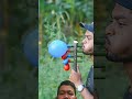 Bamboo slingshots with four balloon black stick toys #bamboo #slingshots #diy