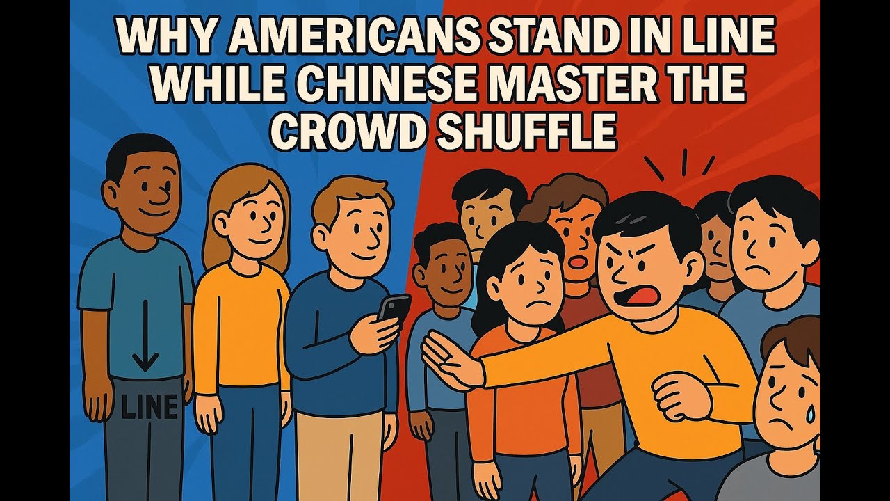 Queue Culture Clash: Strict American Lines vs. Creative Chinese Crowds