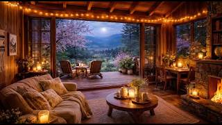 Spring Night at the Cabin 🌸 Moonlight, Candles &amp; Peaceful Nature Sounds | Relax, Study, Sleep (LIVE)