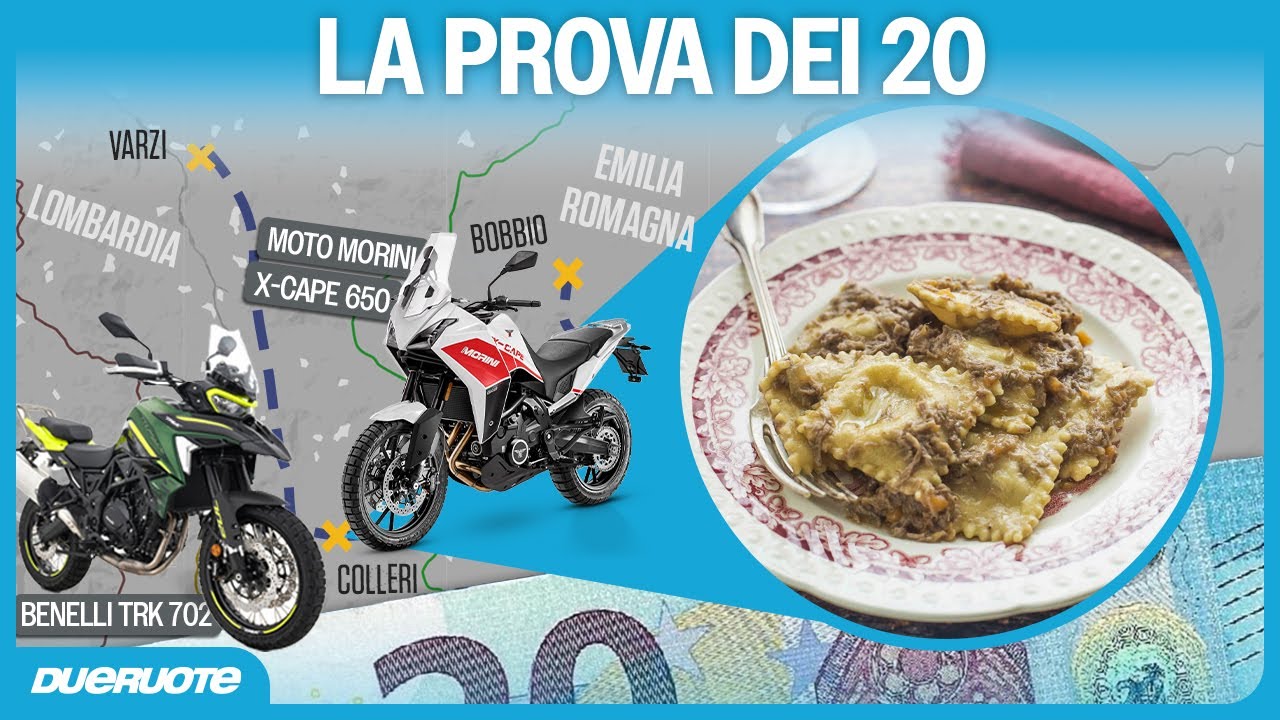 La prova dei 20 euro - Benelli TRK 702 vs Moto Morini X-Cape 650 #discovering #lombardia #food #moto