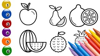 How to draw fruits and drawings from coloring pages for kids and beginners step by step