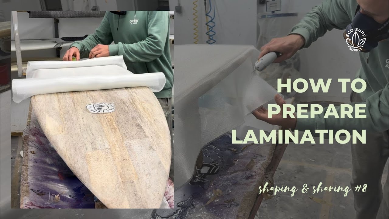 Preparation for lamination of a Agave Surfboard Core  1/2