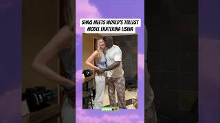 Shaq Meets World’s Tallest Model Ekaterina Lisina #shaq #shaquilleoneal #ekaterinalisina #tallpeople